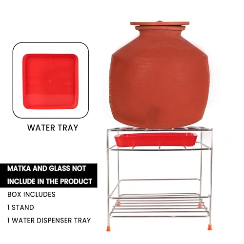 Zepdos Stainless Steel Stand Heavy Duty Matka Stand with Bottom Tray, Jar Holder for Kitchen, Water Jar Holder, Matka Rack, Multipurpose Rack for Kitchen (19 x 20 x 20 CM) (Pack of 1) - Image 2