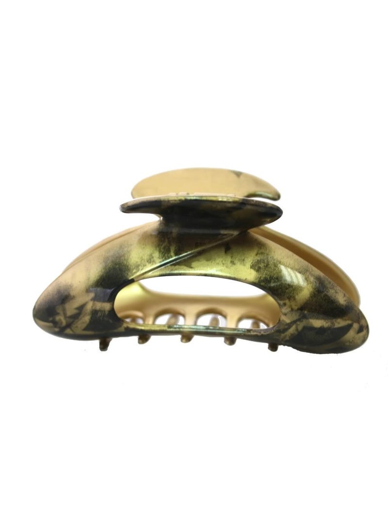 CARAVAN - Caravan Open Modern Twirl Hair Claw In Gold And Combined With Black Strokes To Electrify Your Charming Hair - Image 1