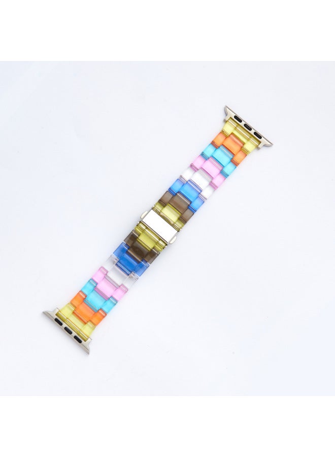 YLZ For Smart Watch Strap Straight Apple Ultra Candy Color Acrylic Transparent Rainbow Strap - Image 1