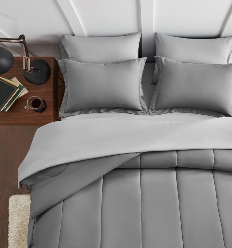 Maple&Stone Full Size Comforter Set 7 Pieces Bed in a Bag - Down Alternative Bed Set with Sheets, Pillowcases & Shams, Soft Reversible Duvet Insert,Grey - Image 3