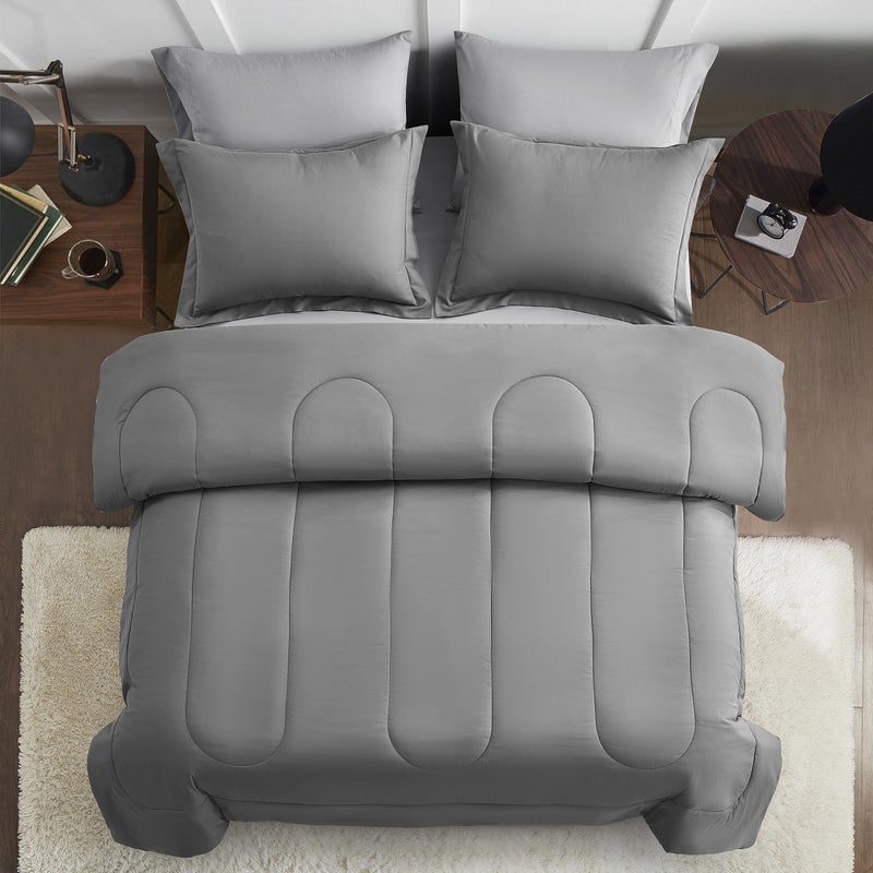 Maple&Stone Full Size Comforter Set 7 Pieces Bed in a Bag - Down Alternative Bed Set with Sheets, Pillowcases & Shams, Soft Reversible Duvet Insert,Grey - Image 4
