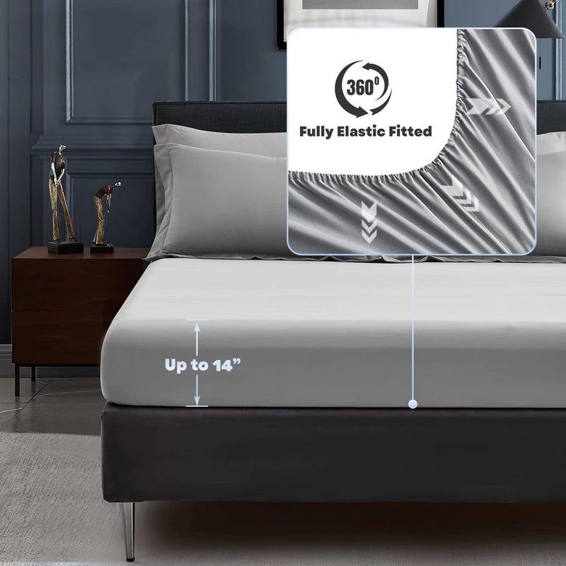 Maple&Stone Full Size Comforter Set 7 Pieces Bed in a Bag - Down Alternative Bed Set with Sheets, Pillowcases & Shams, Soft Reversible Duvet Insert,Grey - Image 5