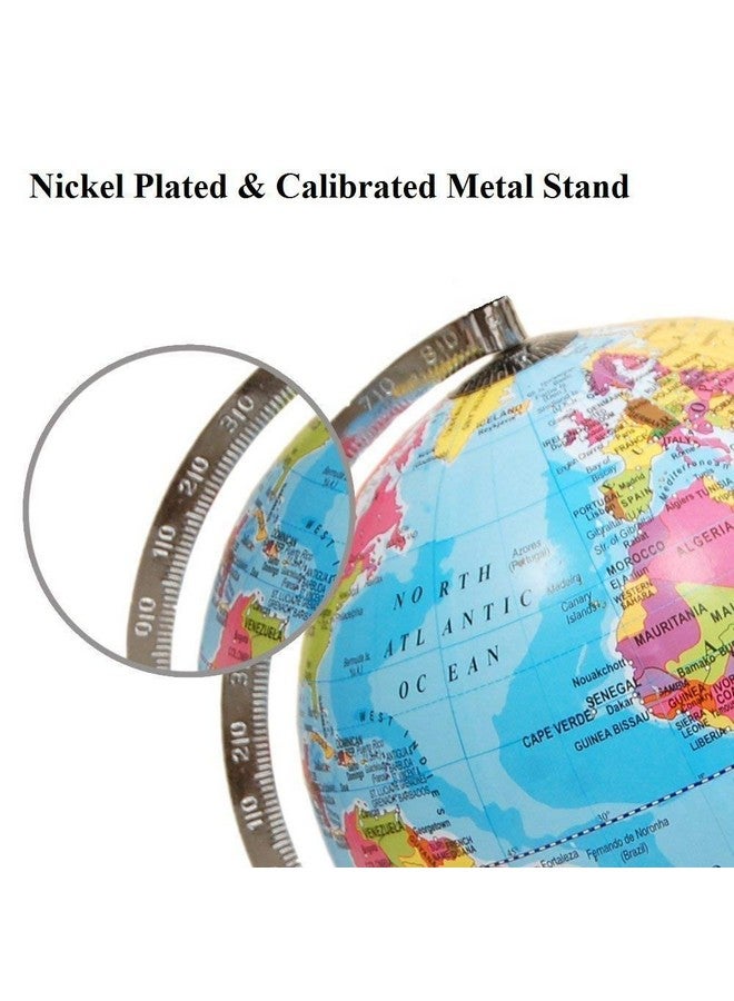 ماجيك واند【12 بوصة كروم عالي الوضوح مع عدسة مكبرة】كرة أرضية دوارة تعليمية سياسية مغلفة بقاعدة معدنية - Image 2