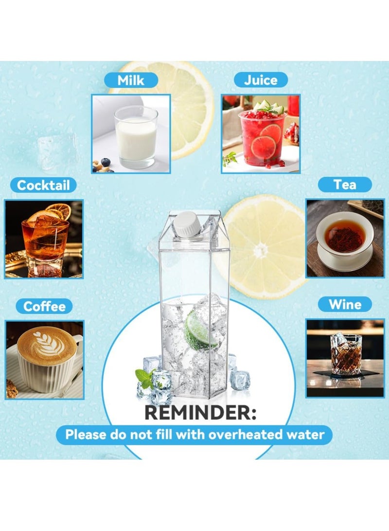 2 Pack Milk Carton Water Bottle Reusable Clear Milk Box Plastic Milk Cup Square Juice Bottle Box for Outdoor Sports Travel Camping  - Image 5
