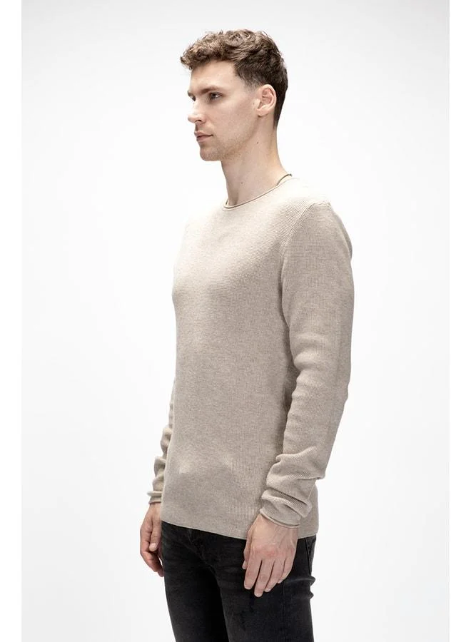 Bad Bear Tender Beige Crew Neck Men's Knit Sweater.