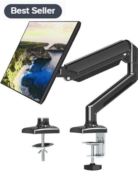 17-32 inch Monitor Stand, Single Monitor Arm Computer Desk Mount, with Gas Struts Adjustable Monitor Stands for Universal Flat/Curved Screen, Holds up to 20 lbs with Clamp/Grommet Base