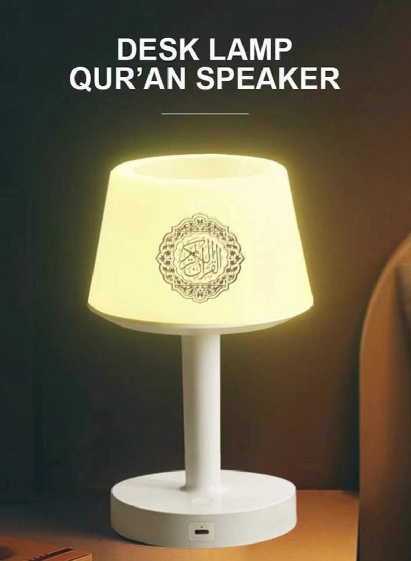 Desk Lamp Qur'an Speaker-Bluetooth, 7 Colors LED Touch Table Lamp 8GB, With 16 Reciters Plus 16 Translations (SQ-917) White - Image 3