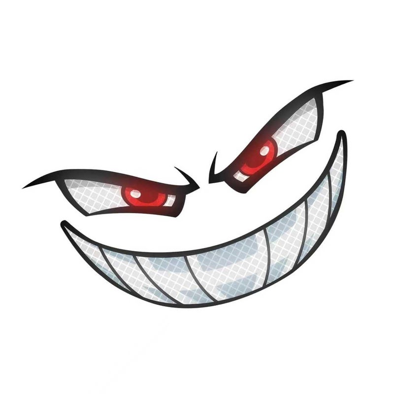 Hugwits Car Reflective Evil Grin Warning Sticker Devil Smile Auto Safety Reflector Decal Waterproof SelfAdhesive Car Body Decor Sticker for Most Cars SUVs Trucks Red - Image 3