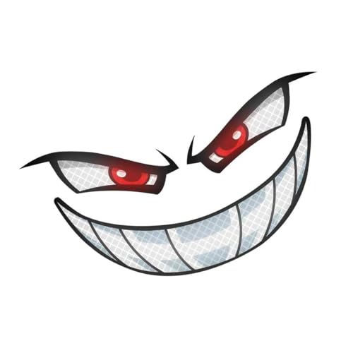 Hugwits Car Reflective Evil Grin Warning Sticker Devil Smile Auto Safety Reflector Decal Waterproof SelfAdhesive Car Body Decor Sticker for Most Cars SUVs Trucks Red - Image 1