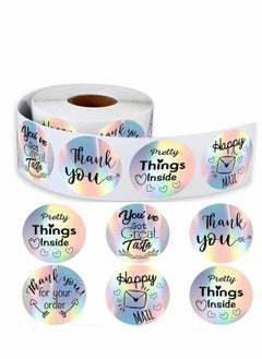 Excefore Thank You Business Stickers Roll, Thank You Adhesive Label Stickers, 6 Different Patterns Thank You Stickers, Gift Tags Labels Waterproof for Packaging, 1.5 inch, 500 Pcs  - Image 1
