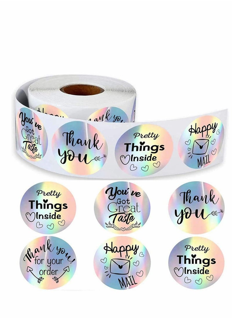 Excefore Thank You Business Stickers Roll, Thank You Adhesive Label Stickers, 6 Different Patterns Thank You Stickers, Gift Tags Labels Waterproof for Packaging, 1.5 inch, 500 Pcs  - Image 1