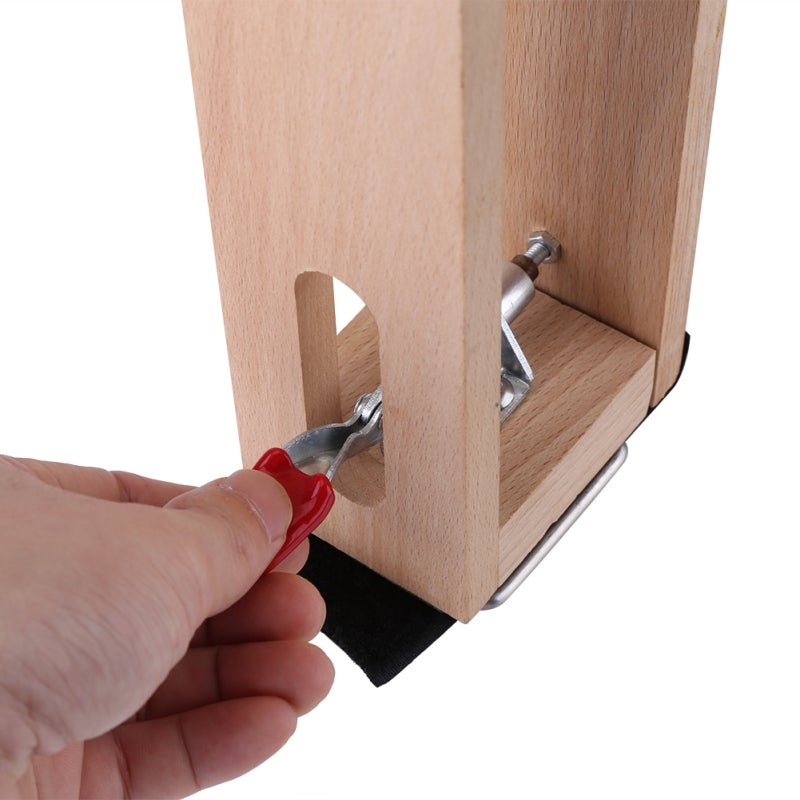 Beech Leather Clip: 2 Positioning Holes Sturdy Beech & Steel Construction - Non-Desk-Damaging Hook & Loop Fixation Leather Craft Tool for DIY Sewing Leather Stitching Crafts - Image 3