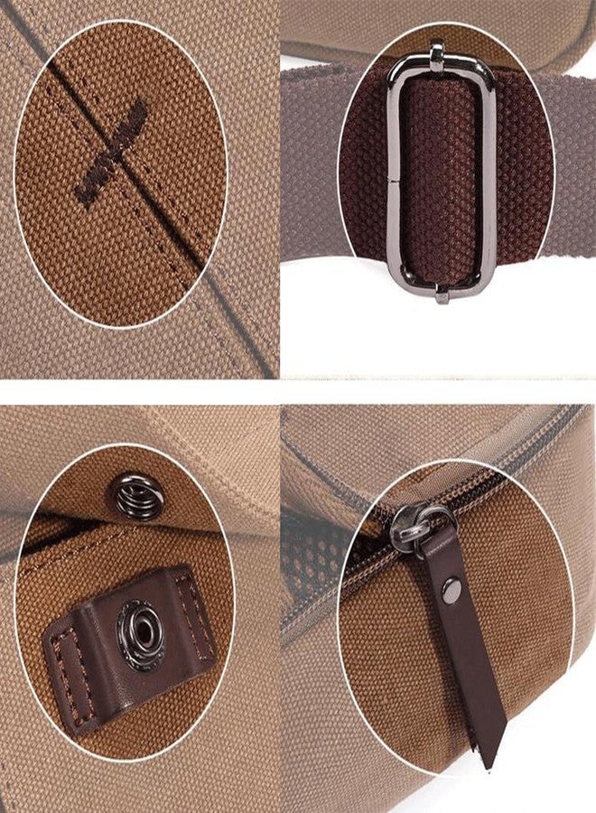 CAAORDKSO Small Messenger Bag for Men Women, Vintage Canvas Messenger Shoulder Bag Travel Crossbody Bag Multi Pocket Purses, Coffee, S, Vintage Style - Image 4