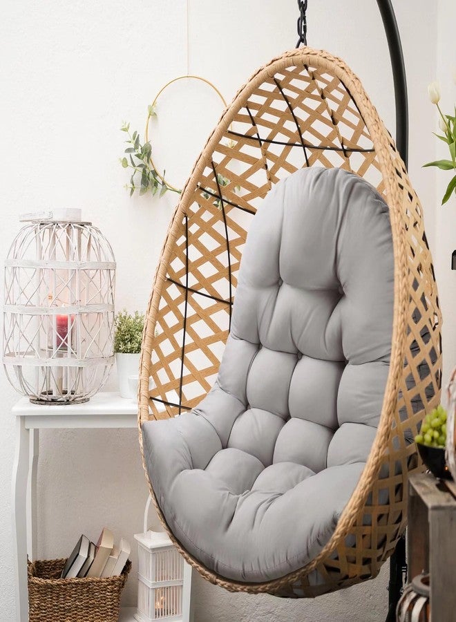 MQK Thick Egg Chair Cushion Replacement, Button Tufted Outdoor Swing Chair Cushion with High Elasticity PP Cotton and Skin-Friendly Fabric, Hanging Cushion for Patio Porch Furniture (Only Cushion) - Image 3