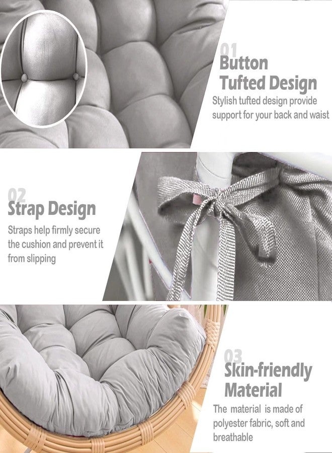 MQK Thick Egg Chair Cushion Replacement, Button Tufted Outdoor Swing Chair Cushion with High Elasticity PP Cotton and Skin-Friendly Fabric, Hanging Cushion for Patio Porch Furniture (Only Cushion) - Image 4