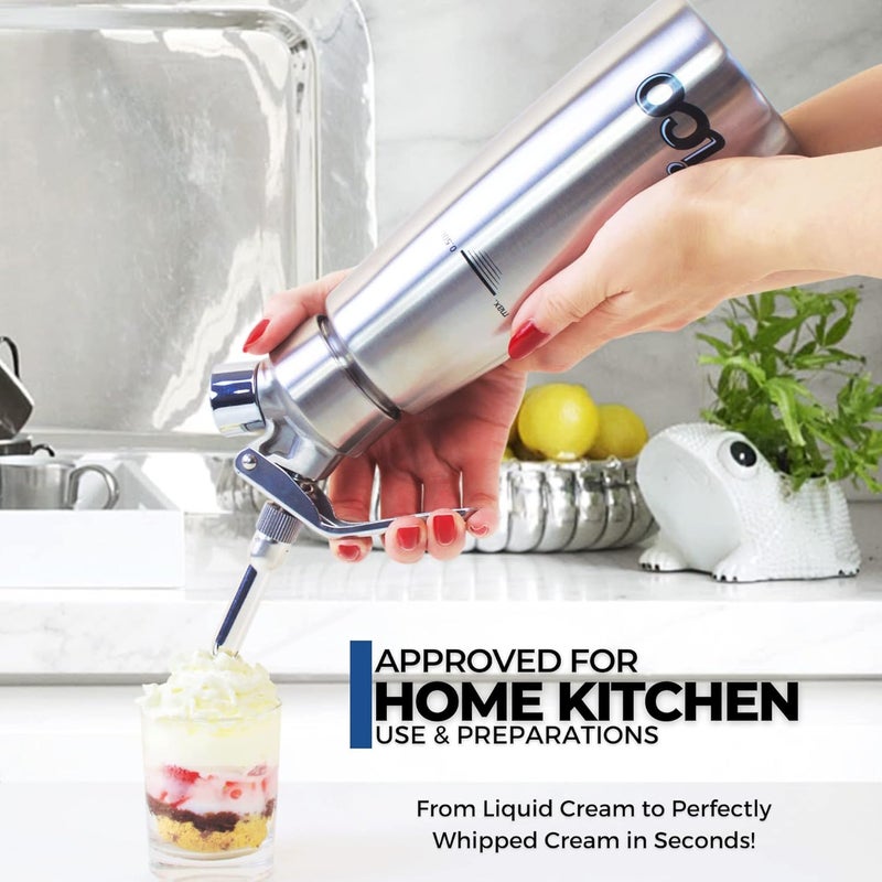ICO 0.5 L (1 Pint) Professional Stainless Steel Whipped Cream Dispenser for Homemade Whipping Cream, Whipped Cream Dispenser for Desserts, Dips, Sauces, and Infused Oils & Liquors - Image 5