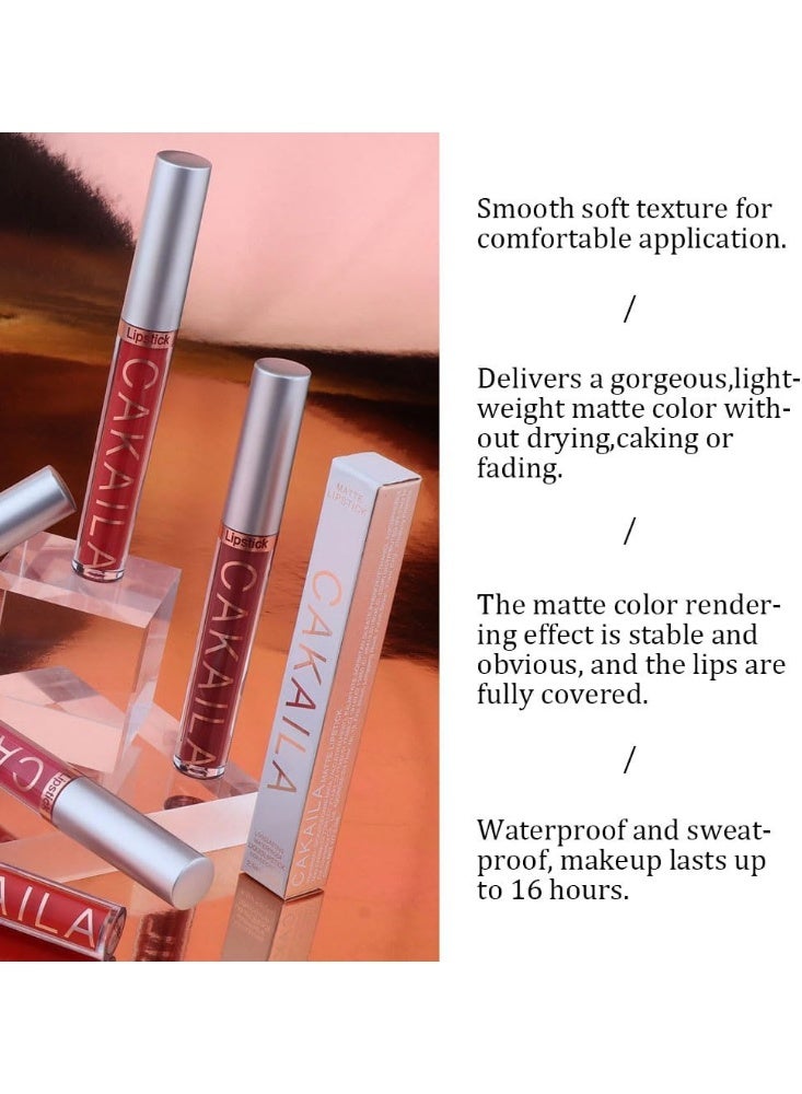 CAKAILA Set of 10 Long-Lasting Liquid Lipsticks – Variety of Shades & Long Wear CAKAILA Matte Liquid Lipstick Set – 10 Colors – Long Lasting Up to 24 Hours – Waterproof & Smudge Proof – Non-Drying Formula - Image 4
