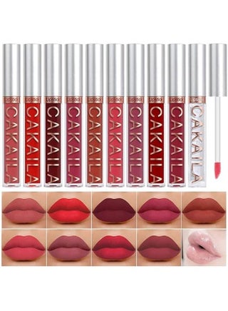 Set of 10 Long-Lasting Liquid Lipsticks – Variety of Shades & Long Wear CAKAILA Matte Liquid Lipstick Set – 10 Colors – Long Lasting Up to 24 Hours – Waterproof & Smudge Proof – Non-Drying Formula