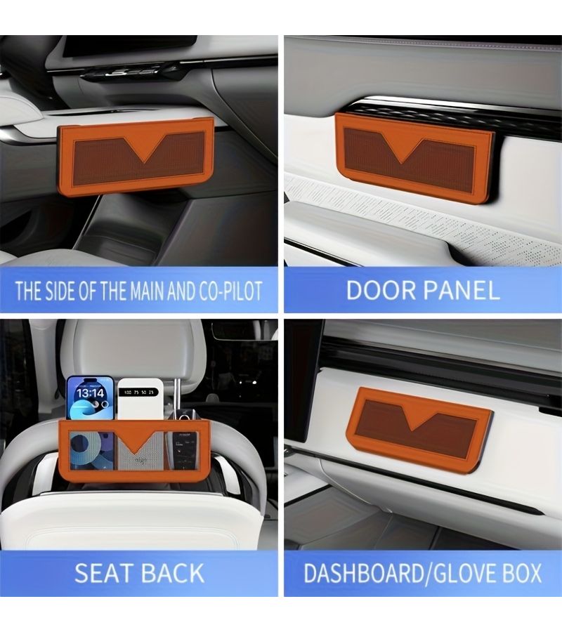 Red Faux Leather Mesh Car Seat Gap Organizer for Phone Key Storage - Image 3
