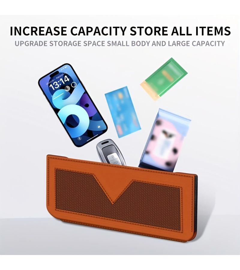 Red Faux Leather Mesh Car Seat Gap Organizer for Phone Key Storage - Image 4