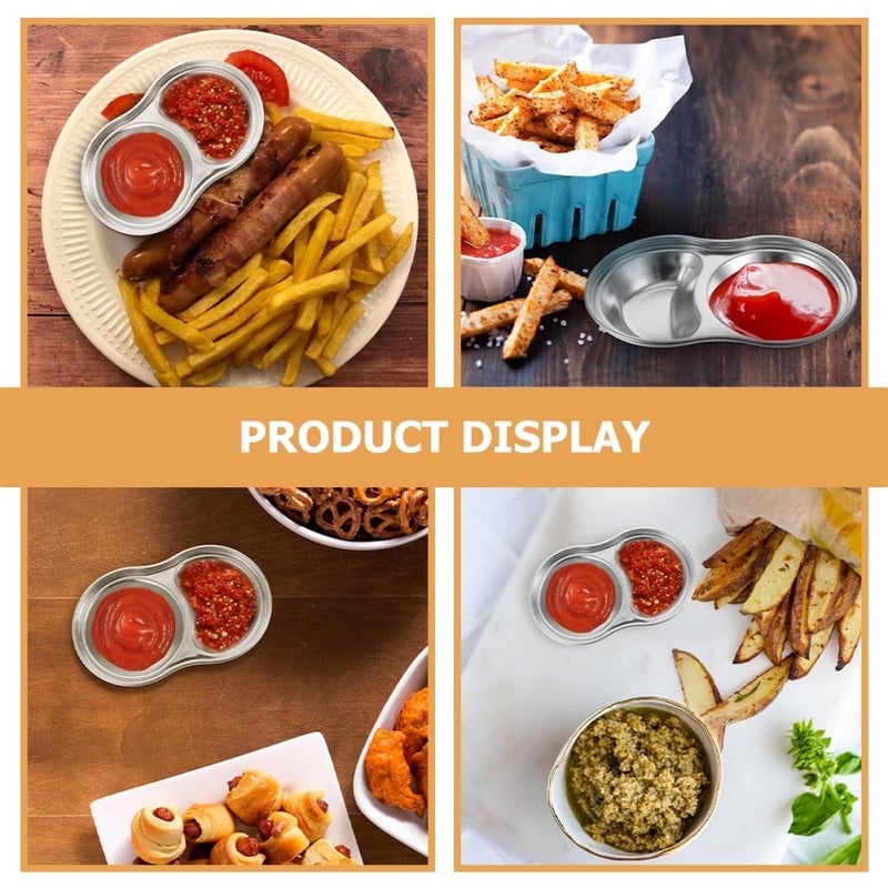 Stainless Steel Sauce Dishes 2 Piece Set Small Dipping Bowls Easy Clean for Sushi - Image 3