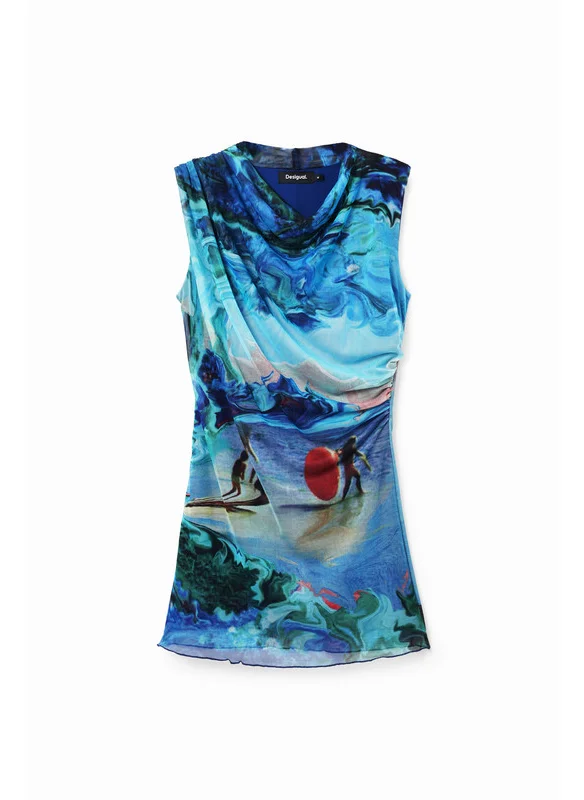 DESIGUAL Pleated Combination Mini Dress