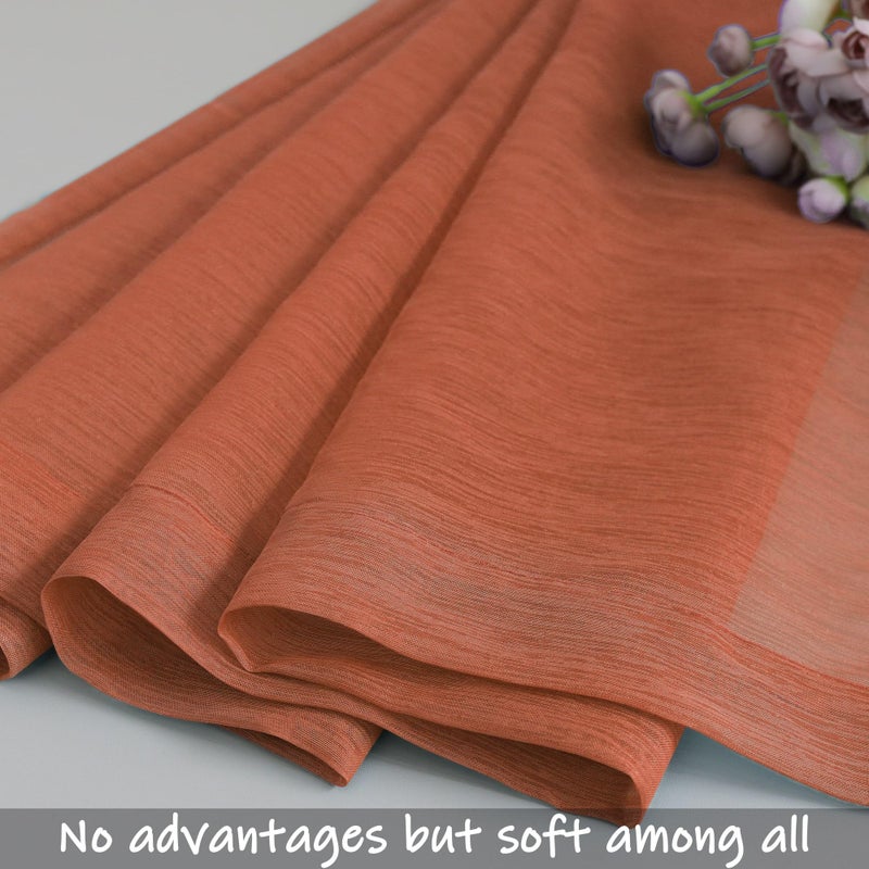 Pitalk Terracotta Curtains 72 Inch Length for Living Room 2 Panel Sets Rod Pocket Sheer Curtains for Living Room Rust Burnt Orange Red 52x72 Long - Image 4