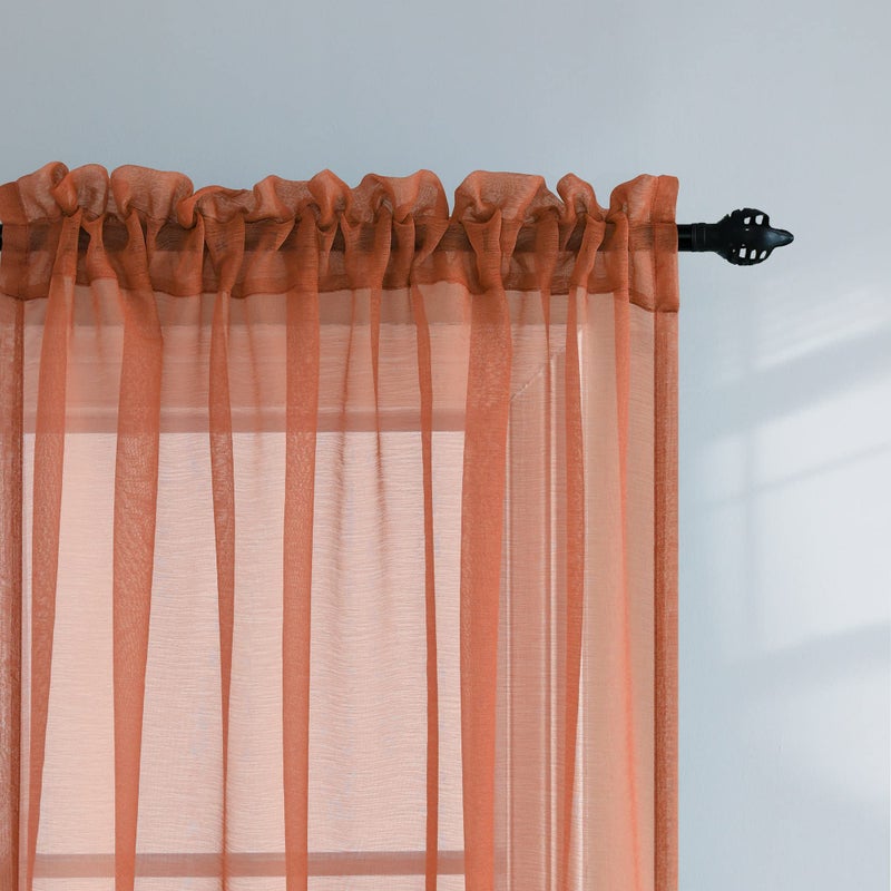 Pitalk Terracotta Curtains 72 Inch Length for Living Room 2 Panel Sets Rod Pocket Sheer Curtains for Living Room Rust Burnt Orange Red 52x72 Long - Image 5