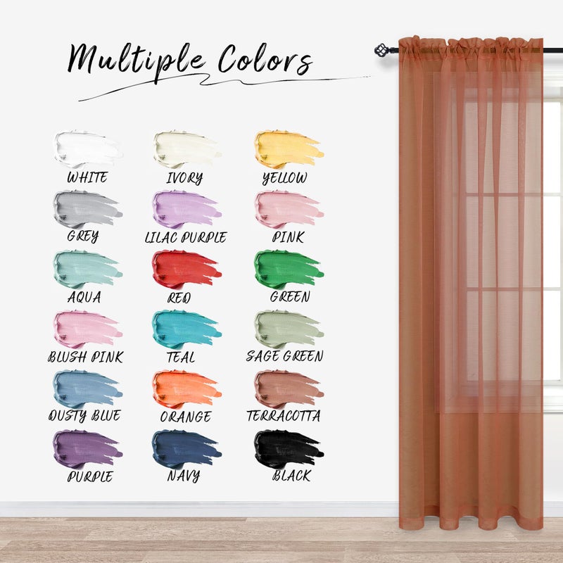 Pitalk Terracotta Curtains 72 Inch Length for Living Room 2 Panel Sets Rod Pocket Sheer Curtains for Living Room Rust Burnt Orange Red 52x72 Long - Image 3