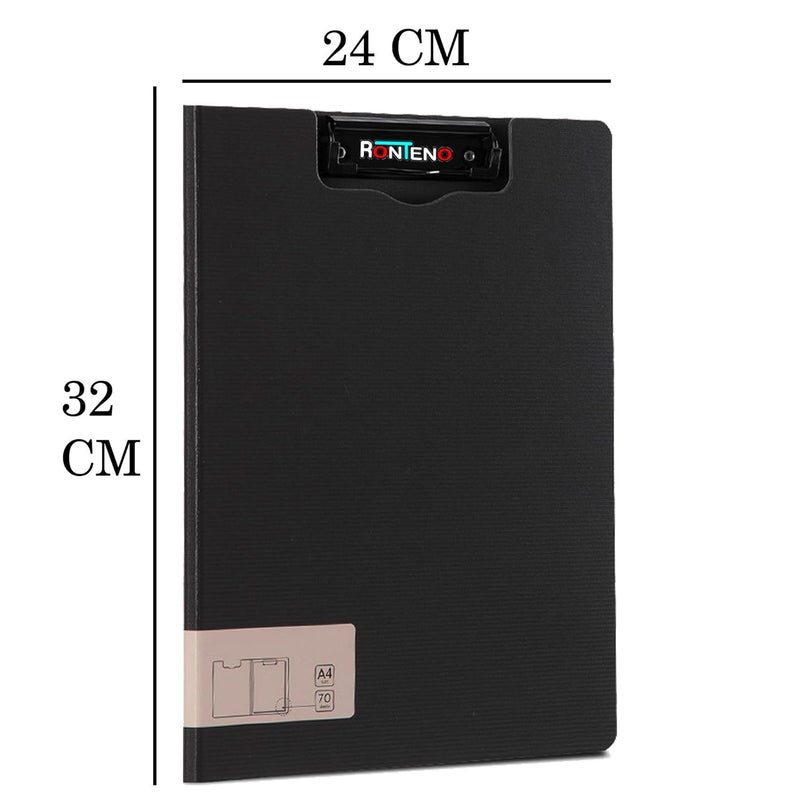 RONTENO File Cover Folder Clipboard Set of Four | 360 Degree Flip Writing Pad Profile Clip File Folder | PP File Clipboard for A4 and Letter Size Business, Office, School Papers Vertical (Multicolor) - Image 2