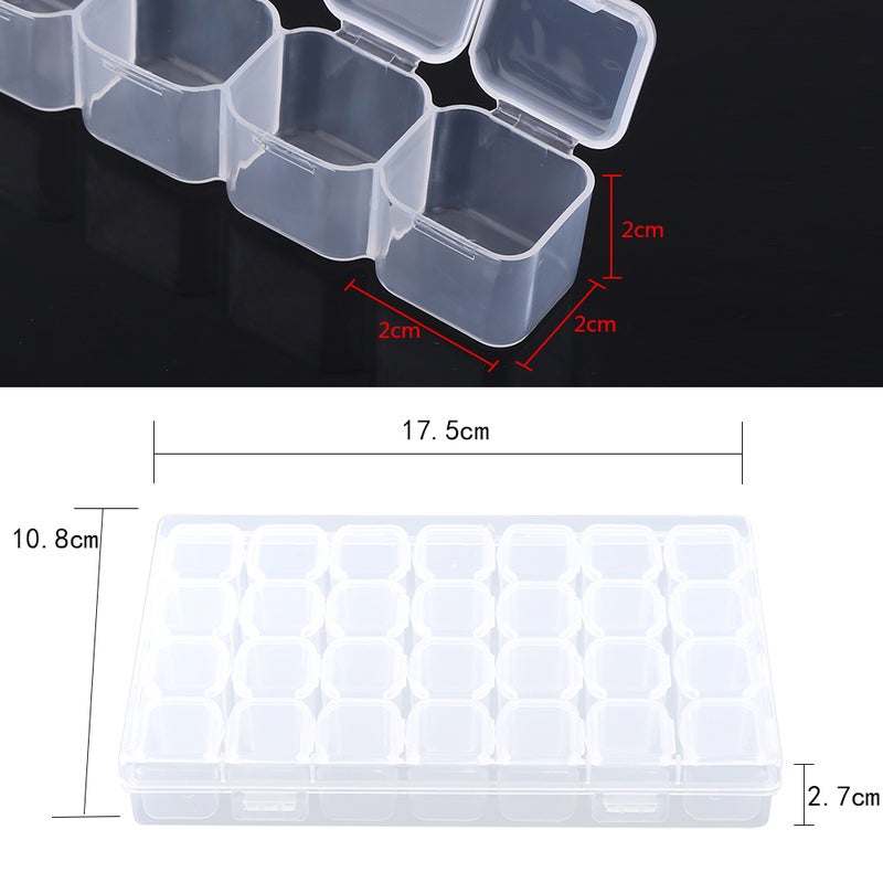 Clear Plastic 28 Slots Adjustable Tablet Medicine Pill Jewelry Storage Organizer Box Container - Image 2