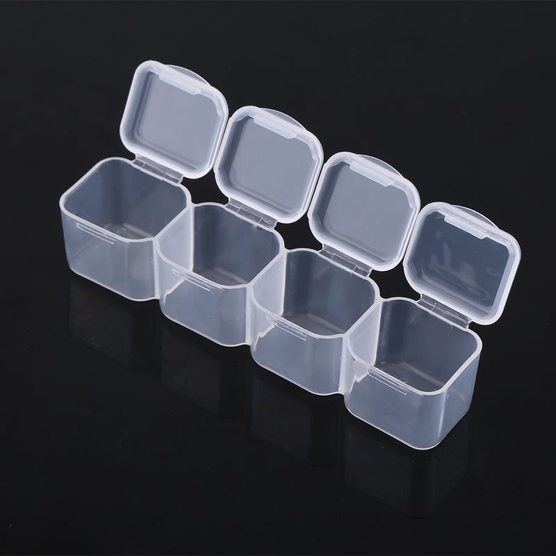 Clear Plastic 28 Slots Adjustable Tablet Medicine Pill Jewelry Storage Organizer Box Container - Image 1
