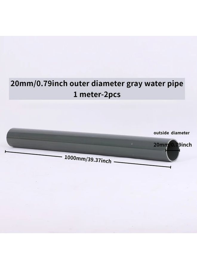 2 Pcs Gray White PVC Water Supply Pipes 20mm 39 37 Inch Corrosion Resistant For Plumbing Drainage Irrigation - Image 3