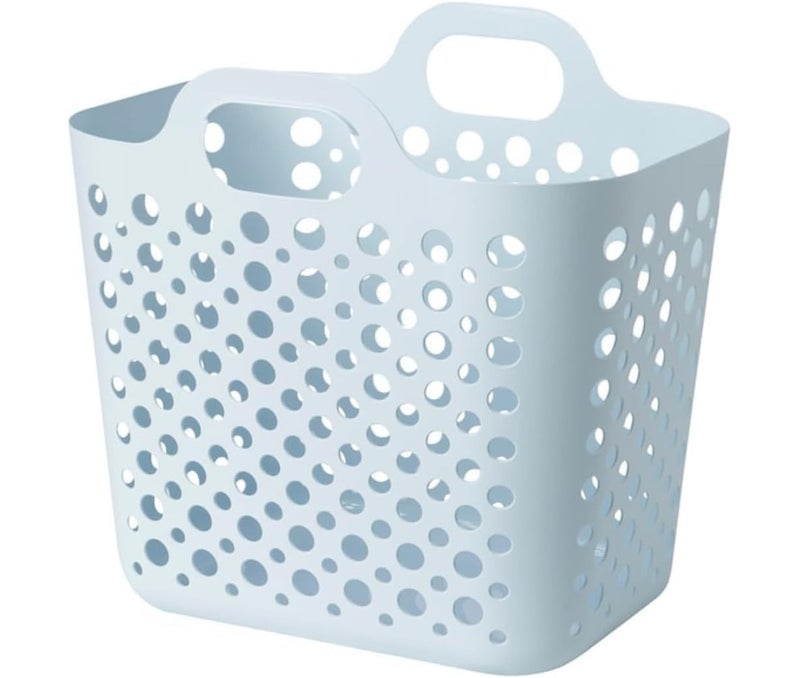 Flexible Laundry Basket, Lightweight Plastic Clothes Hamper with Ventilated Mesh Design and Easy-Carry Handles, Dirty Laundry, Wet Clothes and Storage Basket for Bathroom, Bedroom and Wardrobe, Blue (24 L) - Image 1