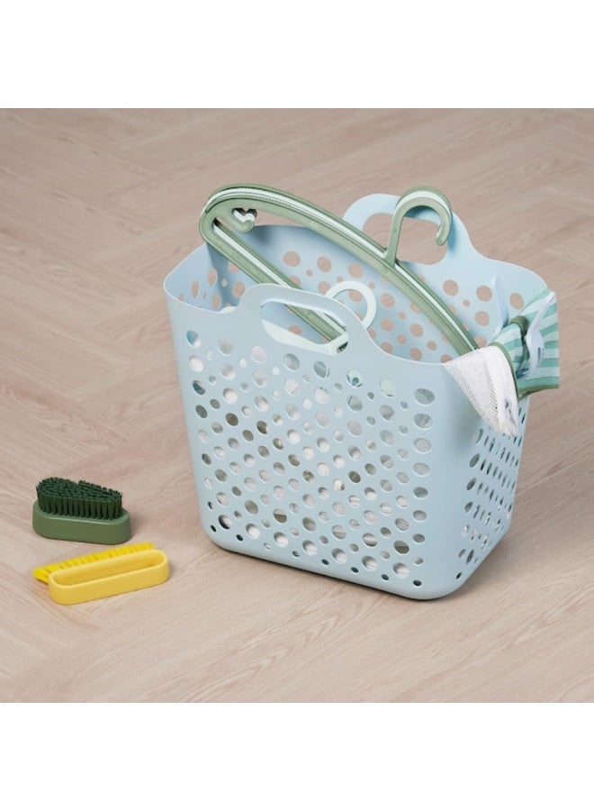 Flexible Laundry Basket, Lightweight Plastic Clothes Hamper with Ventilated Mesh Design and Easy-Carry Handles, Dirty Laundry, Wet Clothes and Storage Basket for Bathroom, Bedroom and Wardrobe, Blue (24 L) - Image 3