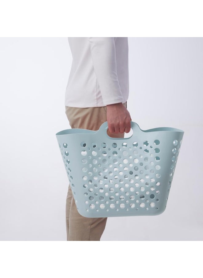 Flexible Laundry Basket, Lightweight Plastic Clothes Hamper with Ventilated Mesh Design and Easy-Carry Handles, Dirty Laundry, Wet Clothes and Storage Basket for Bathroom, Bedroom and Wardrobe, Blue (24 L) - Image 4
