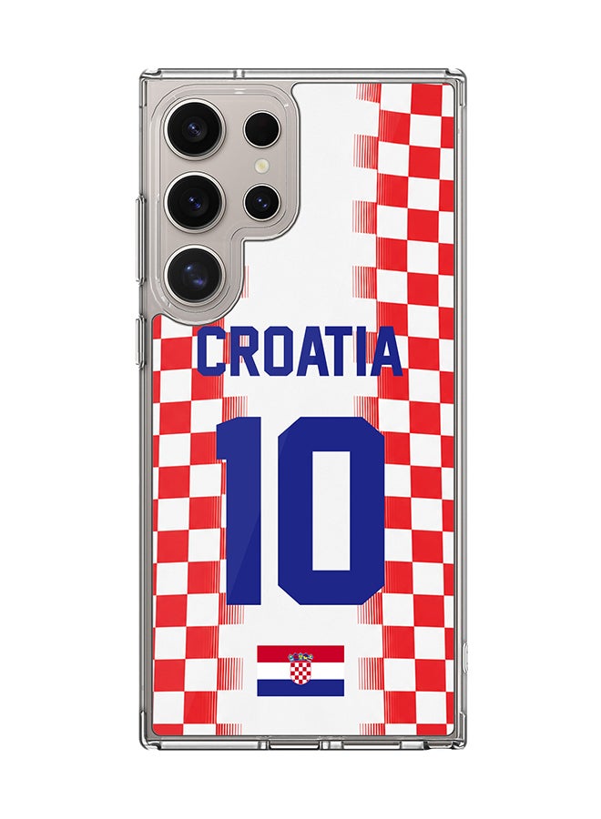Stylizedd Classic Clear Case for Samsung Galaxy S23 Ultra , Hybrid Soft Case Flexible Edges Anti Drop TPU PC Gel Thin Transparent Cover [ Designed for Samsung Galaxy S23 Ultra ] - Football Team Croati