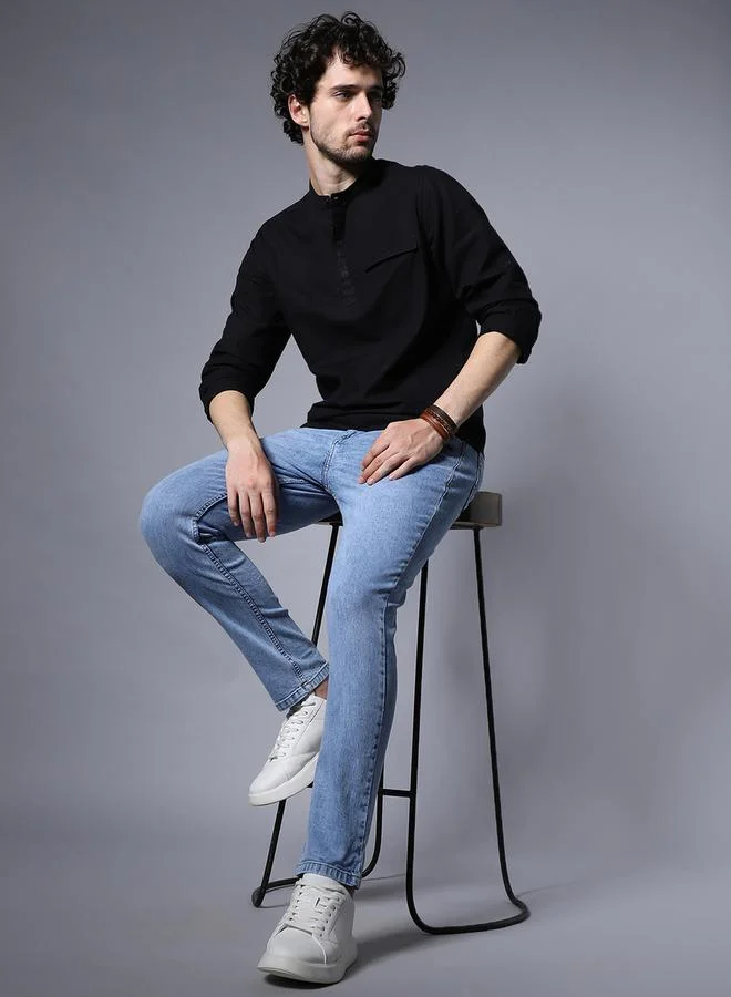 هاي ستار Mid Rise Plain Regular Fit Jeans by Styli