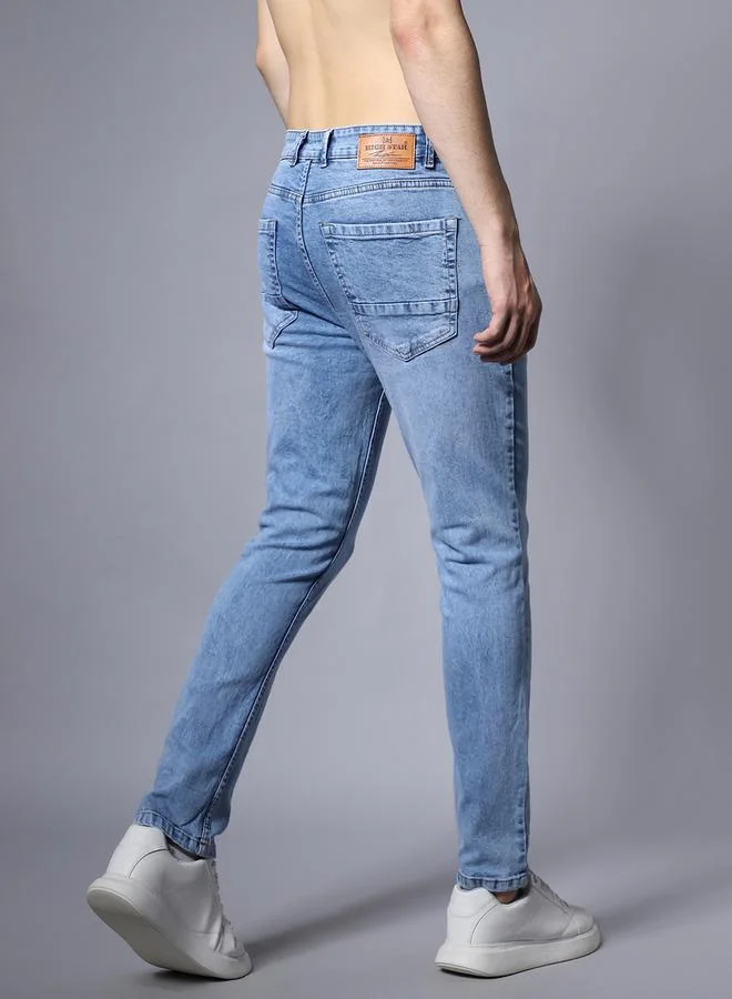 هاي ستار Mid Rise Plain Regular Fit Jeans by Styli