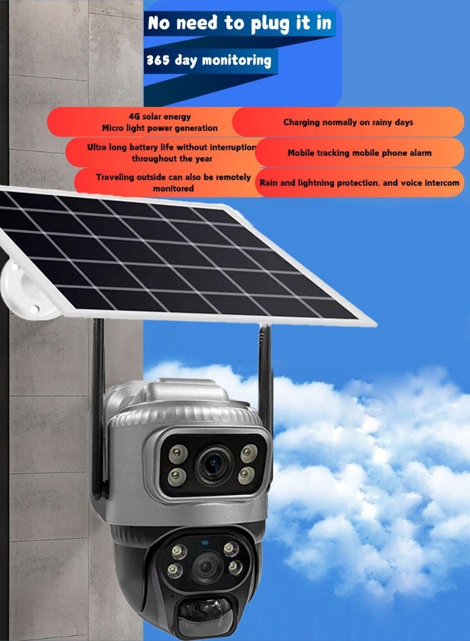 4G Security Camera 3MP Solar Monitoring Camera Mobile Remote Wireless Network Home Outdoor Night Vision - Image 2