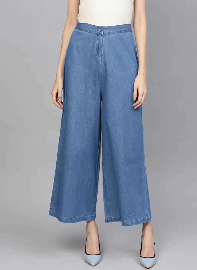 ساسافراس High-Rise Blue Denim Trousers for Women