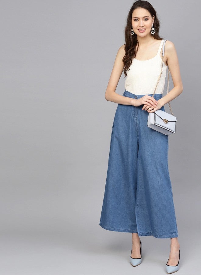 ساسافراس بنطلون جينز أزرق نسائي بخصر مرتفع - Image 4