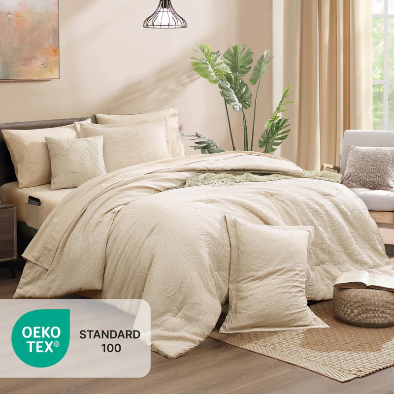 Monbix King Size Comforter Set, Birch Marble Pattern King Size Bed Set Reversible, King Bedding Set 7 Pieces, Bed in a Bag with Comforter, Sheets, Pillowcases & Shams - Image 5