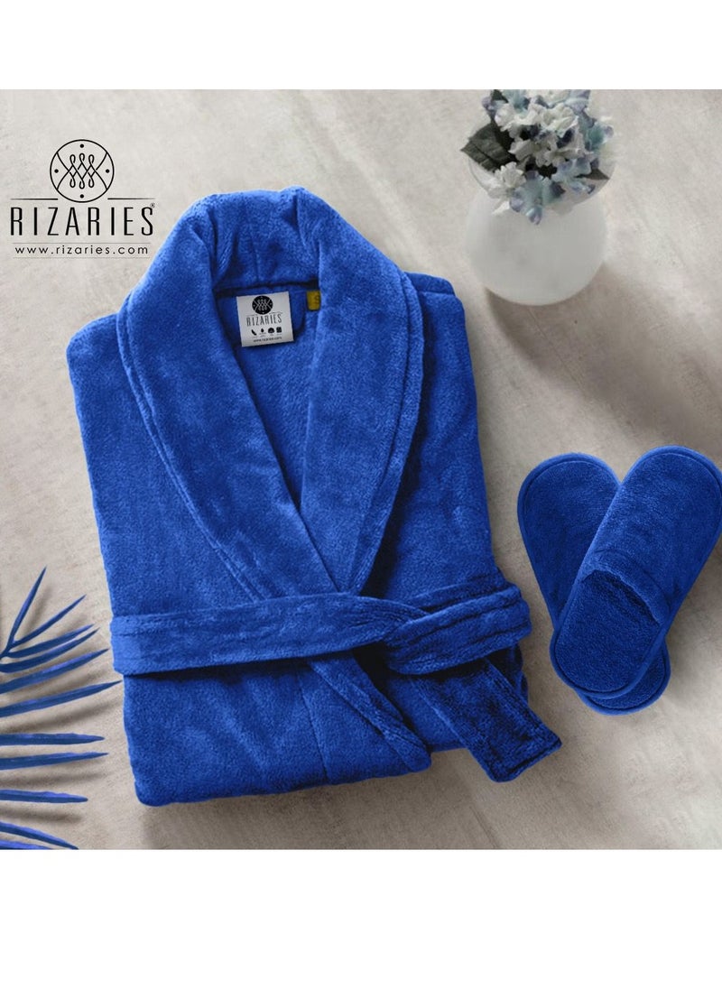 RIZARIES - Couple Luxury Bathrobe Set Blue & Purple 2 Velour Bathrobe, 2 Velour Slippers - Unisex - Image 1