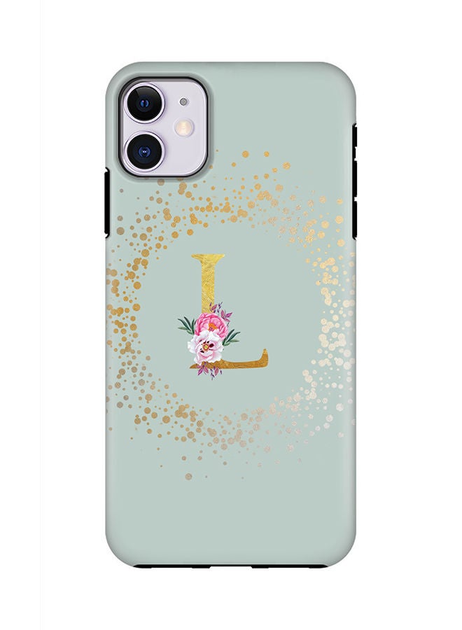 Stylizedd Monogram Tough Series for Apple iPhone 11 Custom Initials Floral Pattern Tough Pro Dual Layer hybrid PC inner TPU protection Alphabet- L (Light Green) - Image 1