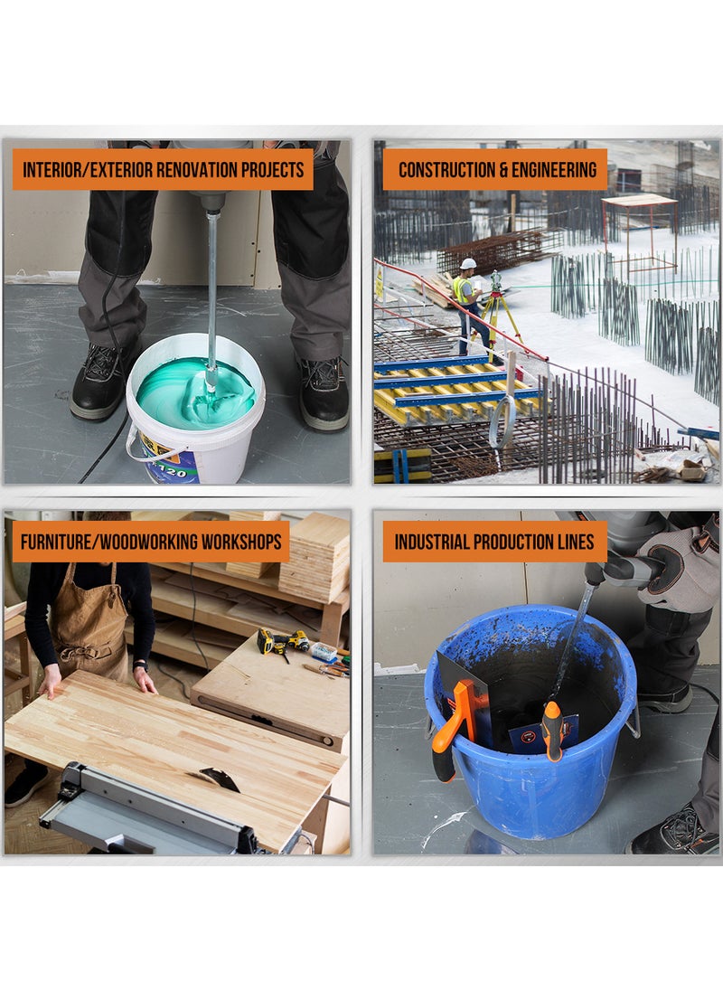 KSEIBI Paint Mixer, Portable Concrete Cement Mixer 1400w Electric Paddle Mixer Adjustable, Ideal for Motar, Paint, Grout, Plaster, Fodder Stirring Tool, Two-Hands Grip, High-Quality Gears.  - Image 5