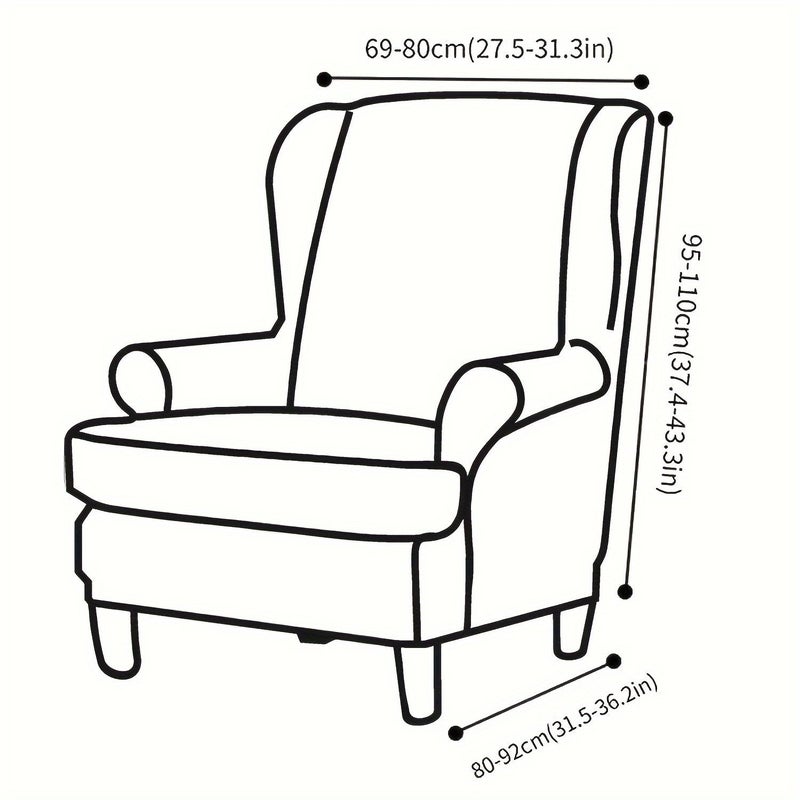 Chaise Back Wing Chair Sofa Cover 2 Piece Set Dark Coffee With Cushion Cover Elastic Bottom Furniture Protector For Living Room Bedroom - Image 3