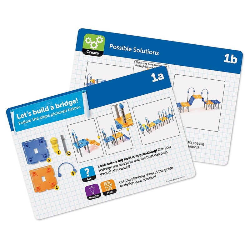 Learning Resources مجموعة بناء هندسة وتصميم المدينة من موارد التعلم، لعبة STEM للمهندسين، ألعاب البناء، 100 قطعة، آلات بسيطة للأطفال، أعمار 5 سنوات فما فوق - Image 5