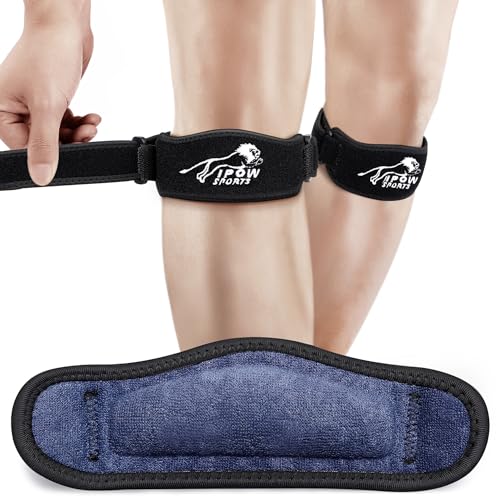 IPOW 2 Pack XXL Plus Size Embroidery Thickened Pad & Wide Patella Knee Strap,Pain Relief Patellar Tendon Support,Adjustable Brace Band for Basketball,Running,Jumpers Knee,Tendonitis, Arthritis - Image 1