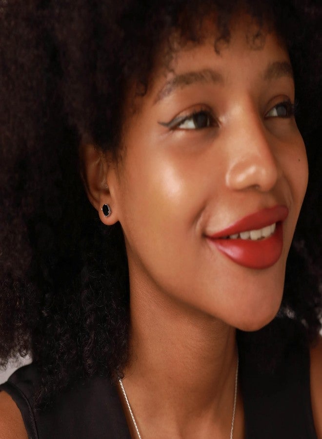 Silvershake 1.32ct. 7X5mm Genuine Oval Shape Blue Aquamarine White Gold Plated 925 Sterling Silver Stud Earrings - Image 2